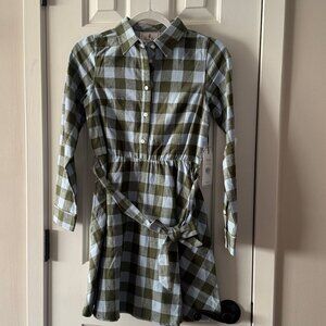 New Classic Prep Girls Marlowe Shirtdress Moonrise Gingham Flannel Size 12